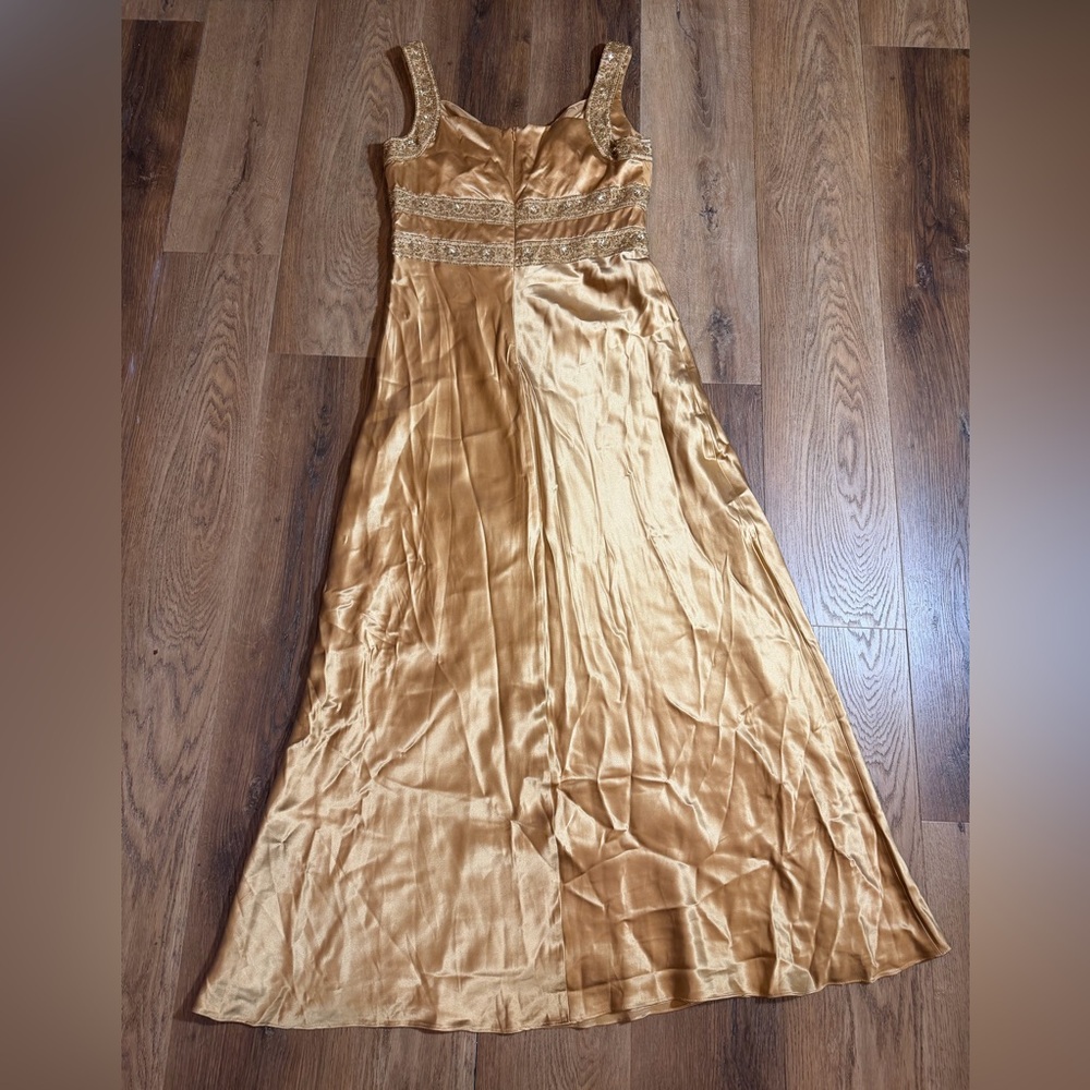 Vintage 100% Silk Beaded Dress Vintage Beaded Dress Liquid Gold Grecian Goddess - Picture 5 of 12